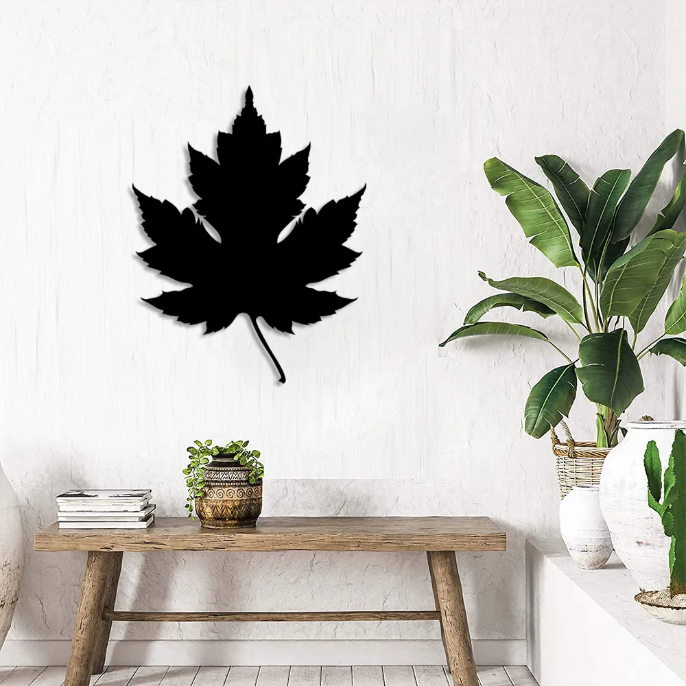 Outside Contoured Minimalist Leaf Pattern Wall Room Accessory Wooden Table 50x40cm