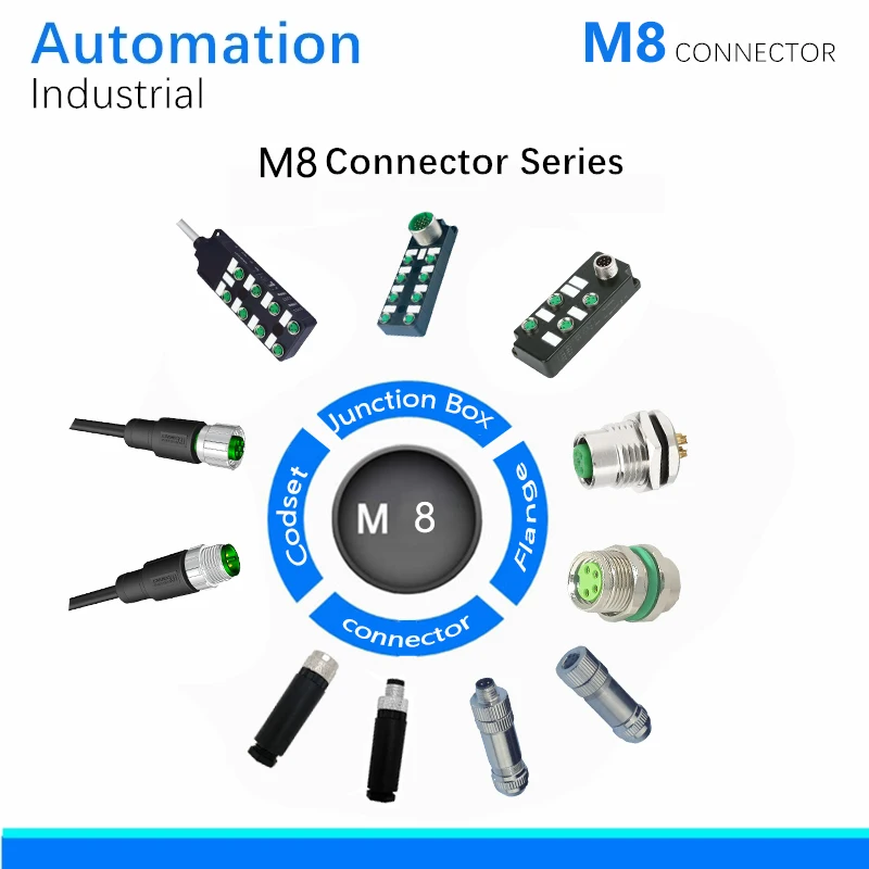 M8 Connector, 4Pin, Female,  IP67，CE, ROHS