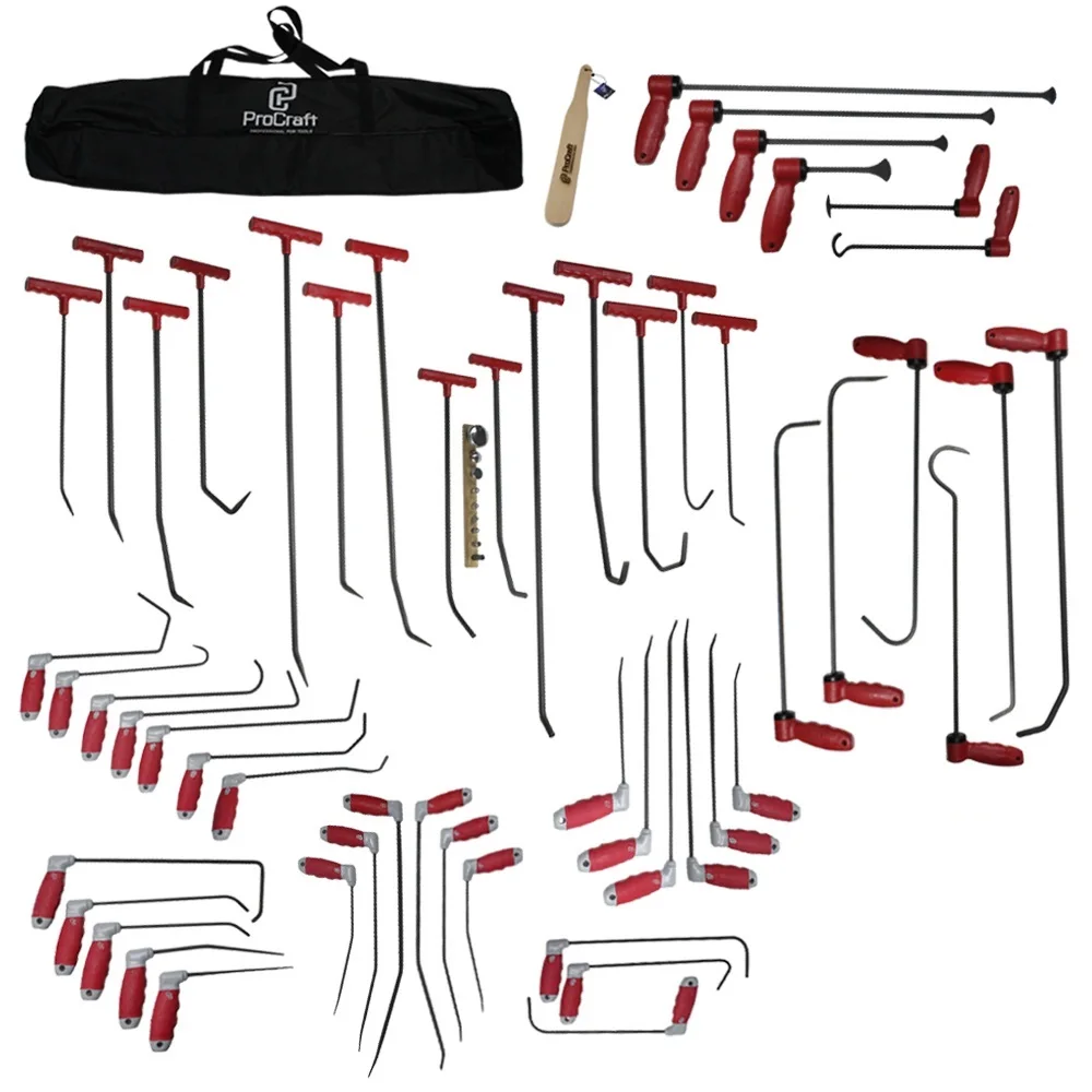 

56 Pcs Push Rods Set 360° Pdr Tools Rotating Steel Variable Head Paintless Damage Dent Car Repair Hooks Removal Kit