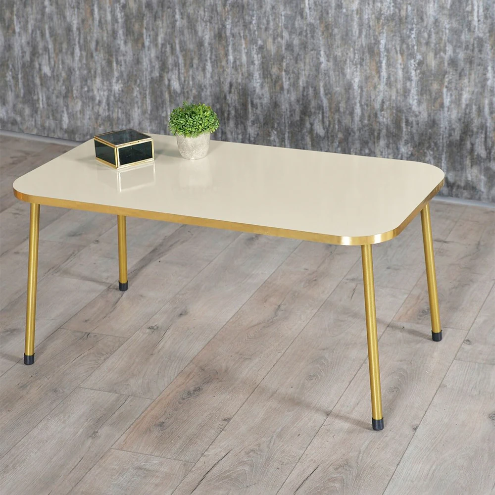 Modern Center Table Metal Gold Leg Assembled Center Table Tea Coffee Service Table Rectangle Living Room Table - Colour Options