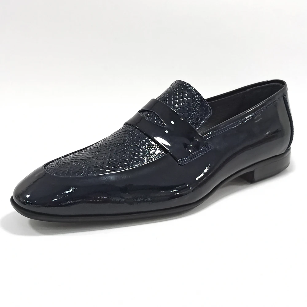 Luxury Men Loafers Shoes Snake Skin Print Classic Style Genuine Leather Italian Mold Pointed Toe Slip On Formal Bussiness Dress