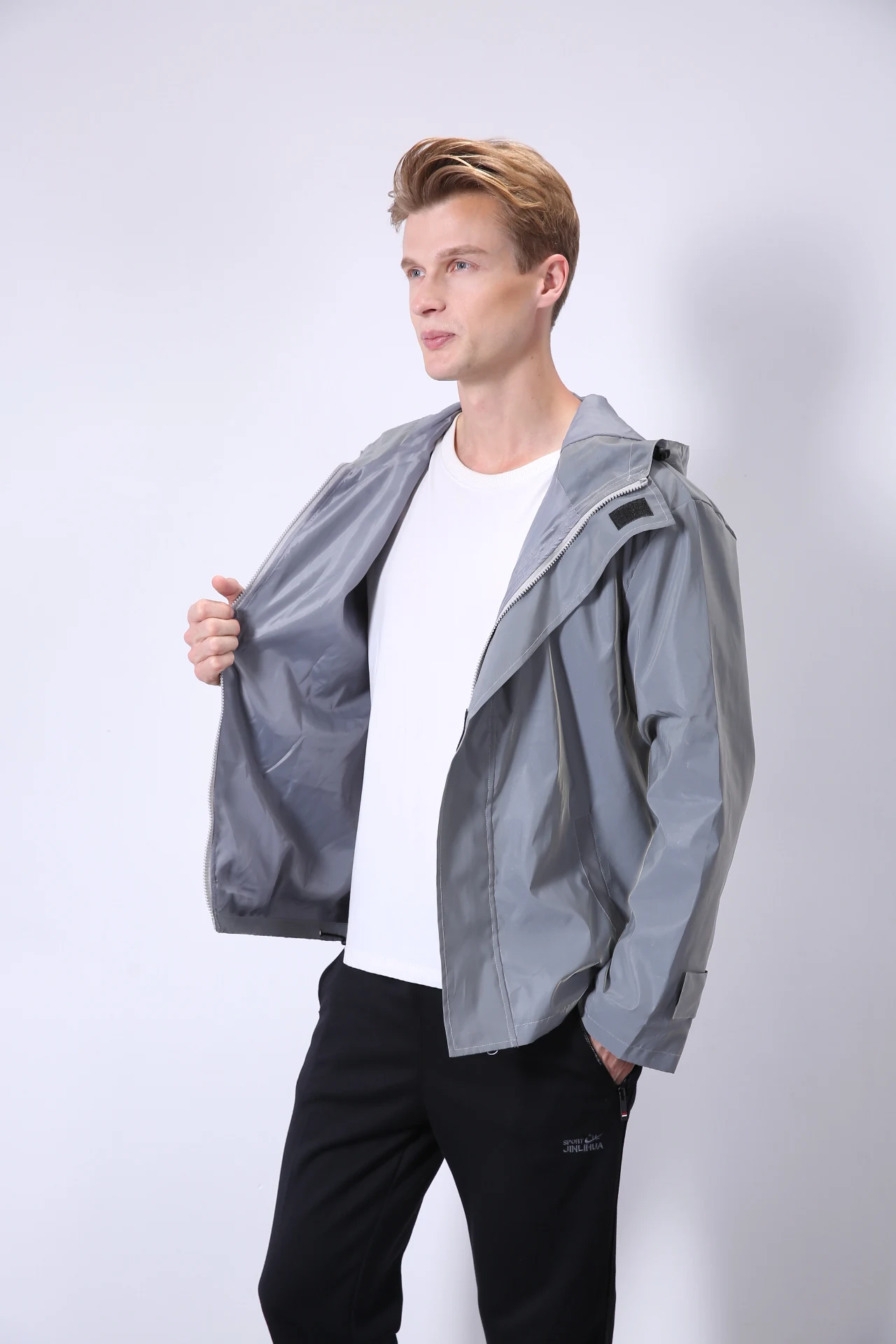 Blouson imperméable avec réflecteurs pour homme, manteau ample à capuche, taille grande 4XL, printemps-automne, résistant à l\'eau et au vent, Hip hop