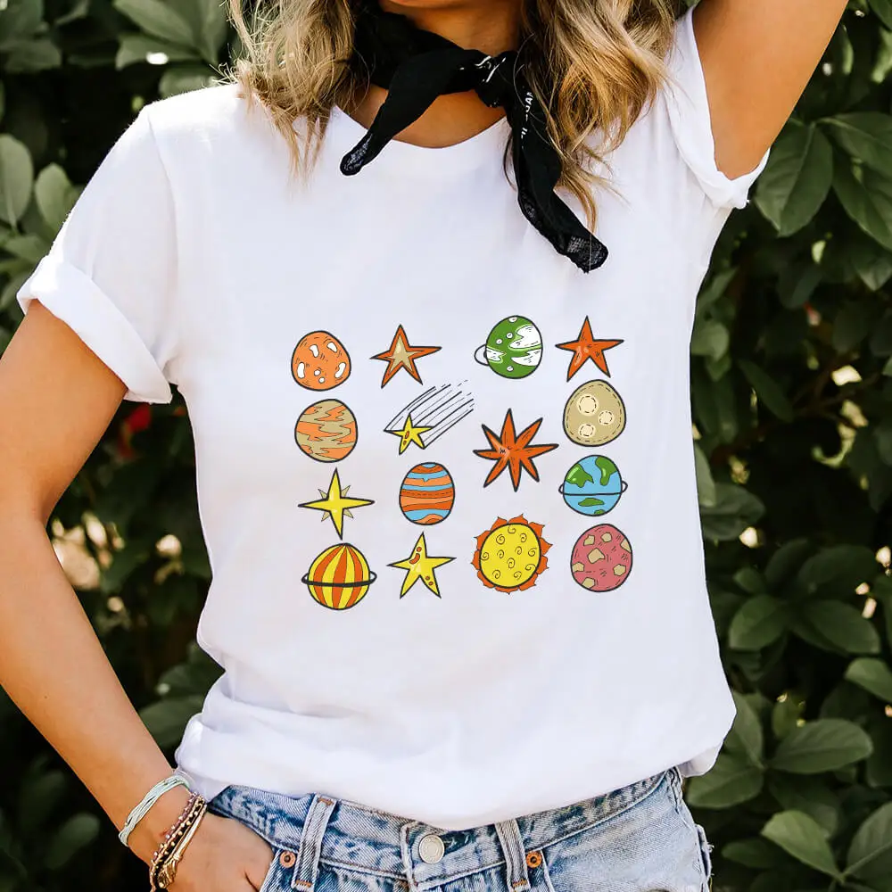 

Star Planet Graphic Printed 100%Cotton Women Tshirt Unisex Casual Summer Nature T Shirt Eco Life Shirts Universe Printed Shirts