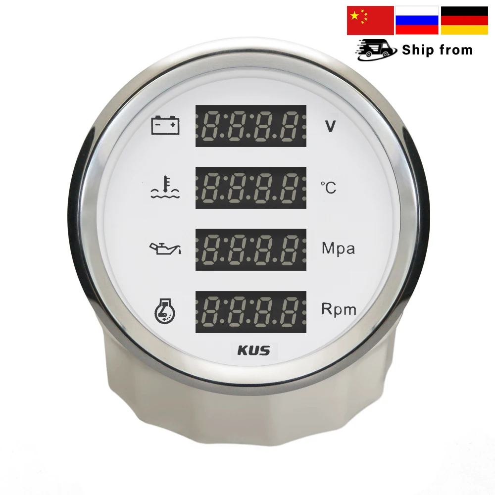 

KUS New 85mm Digital 8000RPM Tachometer 25-120℃ Water Temp 0-1Mpa Oil Pressure Voltage Red Backlight 9-32V