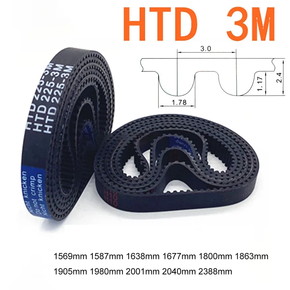 

Width 6 10 15 20mm HTD 3M Rubber Timing Belt Pitch Length 1569 1587 1638 1677 1800 1863 1905 1980 2001 2040 2388mm Drive Belts