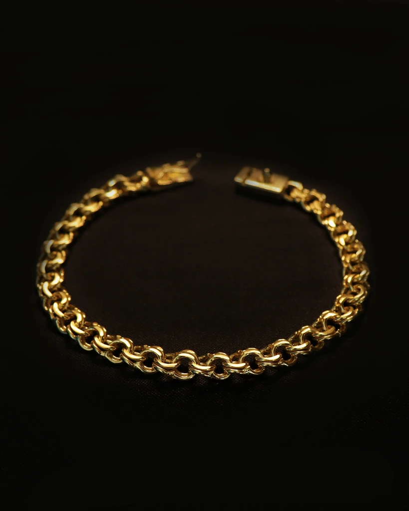 COLD 8MM Old Coin Bracelet Identical to 18K Gold (Eternal Guarantee in Color) Does not peel, does not darken