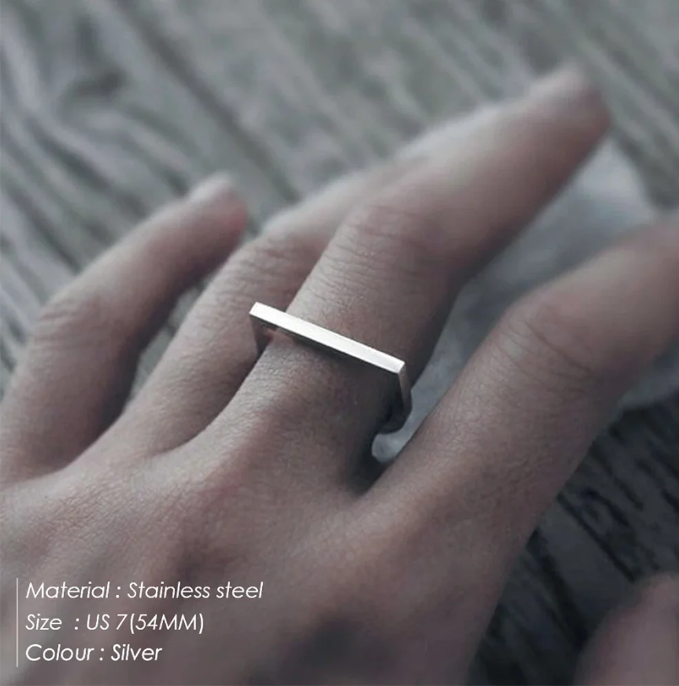 SUNIBI Stainless Steel Ring for Woman Popular Hip Hop Simple Geometric Punk Ring Gift Party Wholesale Dropshipping