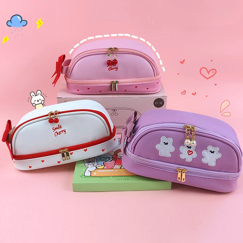 Pencil Case For Office 2021 Large Estuche Stationery Holder Strawberry School Goods Kawaii Box Fashionable Pencil Case Pens Chup