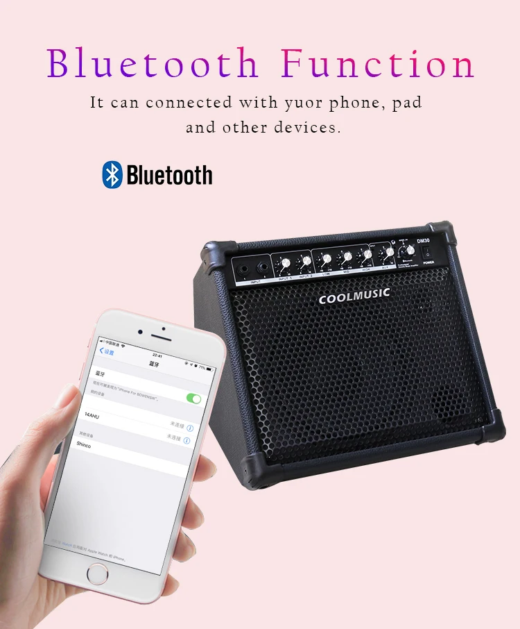 Keyboard Piano Acoustic Guitar Electric Drum Set Amplifier Bluetooth AMP Speaker Coolmusic DM30 Accessories Pro Audio Equipment