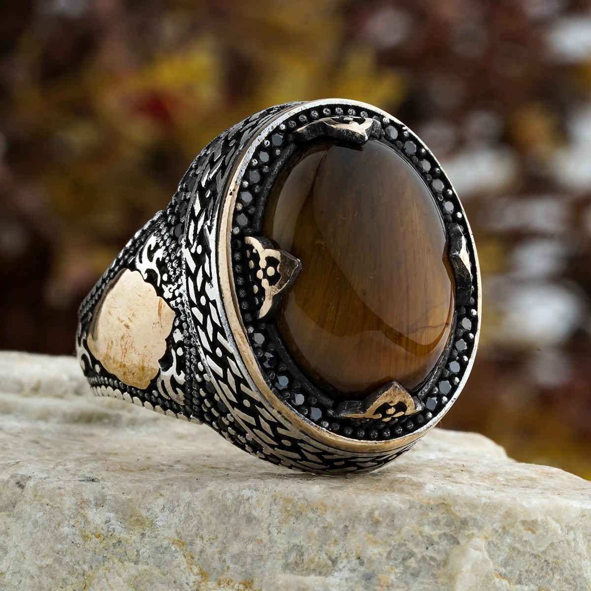 

Ring for men 925 Sterling silver tiger eyes stone oynx, agate zircon jewelry High Quality Turkish FineJewelry with Oval All Size