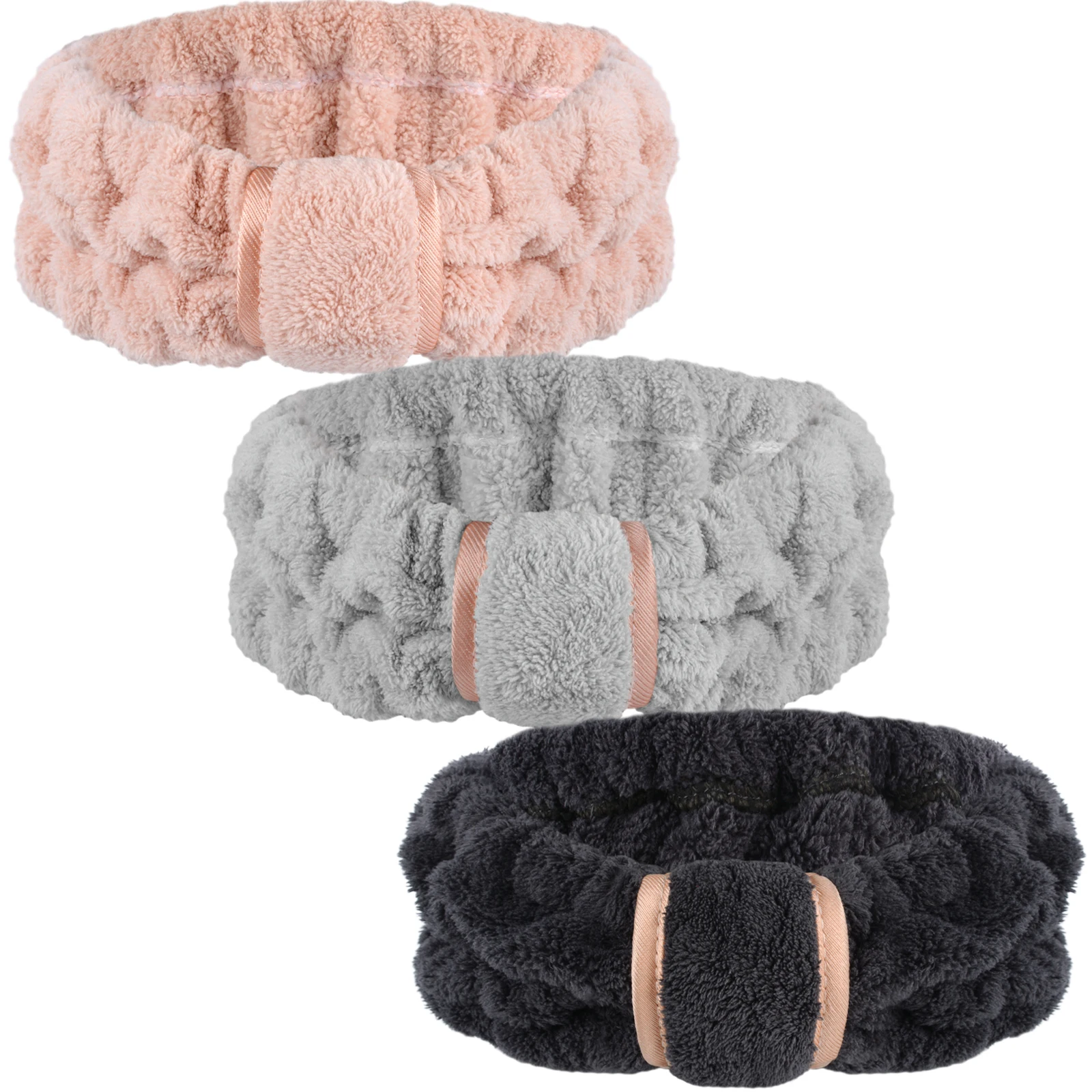 Sinland Spa Headband Hair Band Women Skin Care Facial Makeup Head Band Soft Coral Fleece Head Wraps For Shower Washing 3 Pack