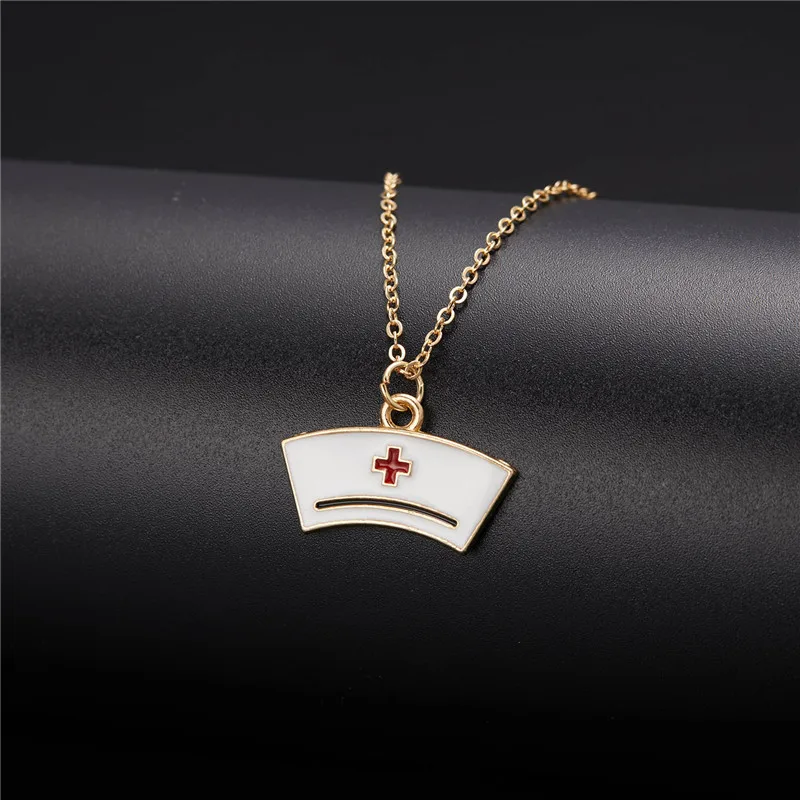 Medical Equipment Pendant Necklace For Women Nurse Fashion Syringe Heart Nurse Cap Stethoscope Necklaces Statement Chain Jewelry