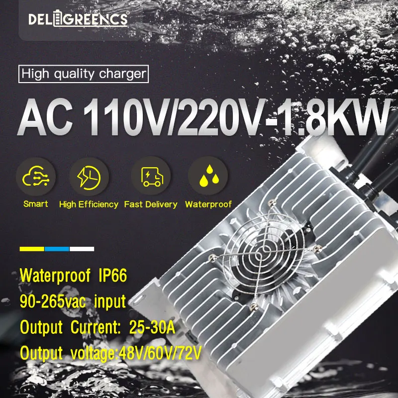 

AC110V/220V 1.8 KW Charger For Motorcycle Enable/CAN Protocol 48V 60V 72V 25A Customized Fast Delivery High Waterproof Isolated