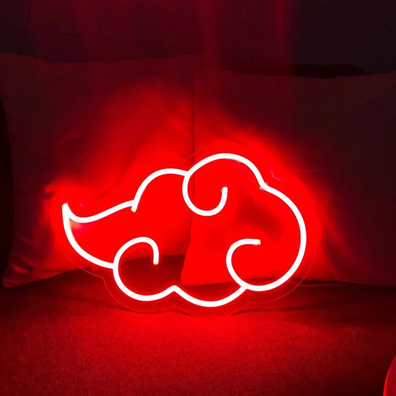 Imagem -03 - Sinal de Néon de Akatsuki Lâmpada de Nuvem Sinal de Anime Personalizado Sinal de Néon Led Luz Sinais Led para o Quarto de Casa das Crianças Decoração da Parede da Festa