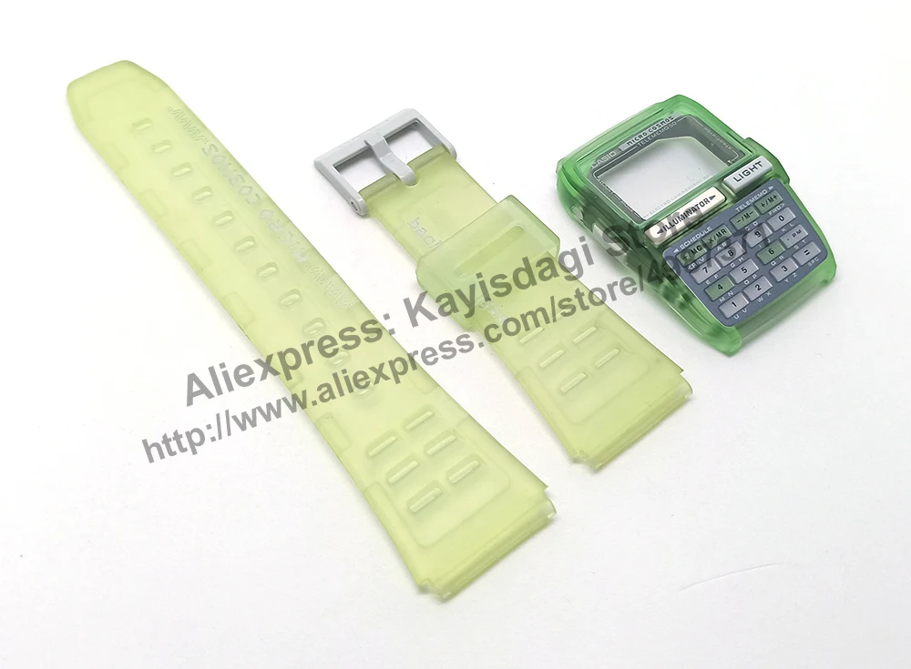 NOS Genuine Casio Micro Cosmos DBC-63MC Green Rubber Watch Band Strap - Case Bezel Set