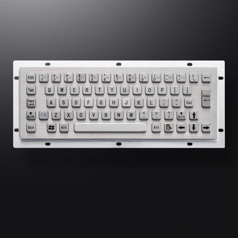 Rugged 65 Keys Waterproof Panel Mount Kisok CNC Machine Stainless Steel Industrial Metal Keyboard