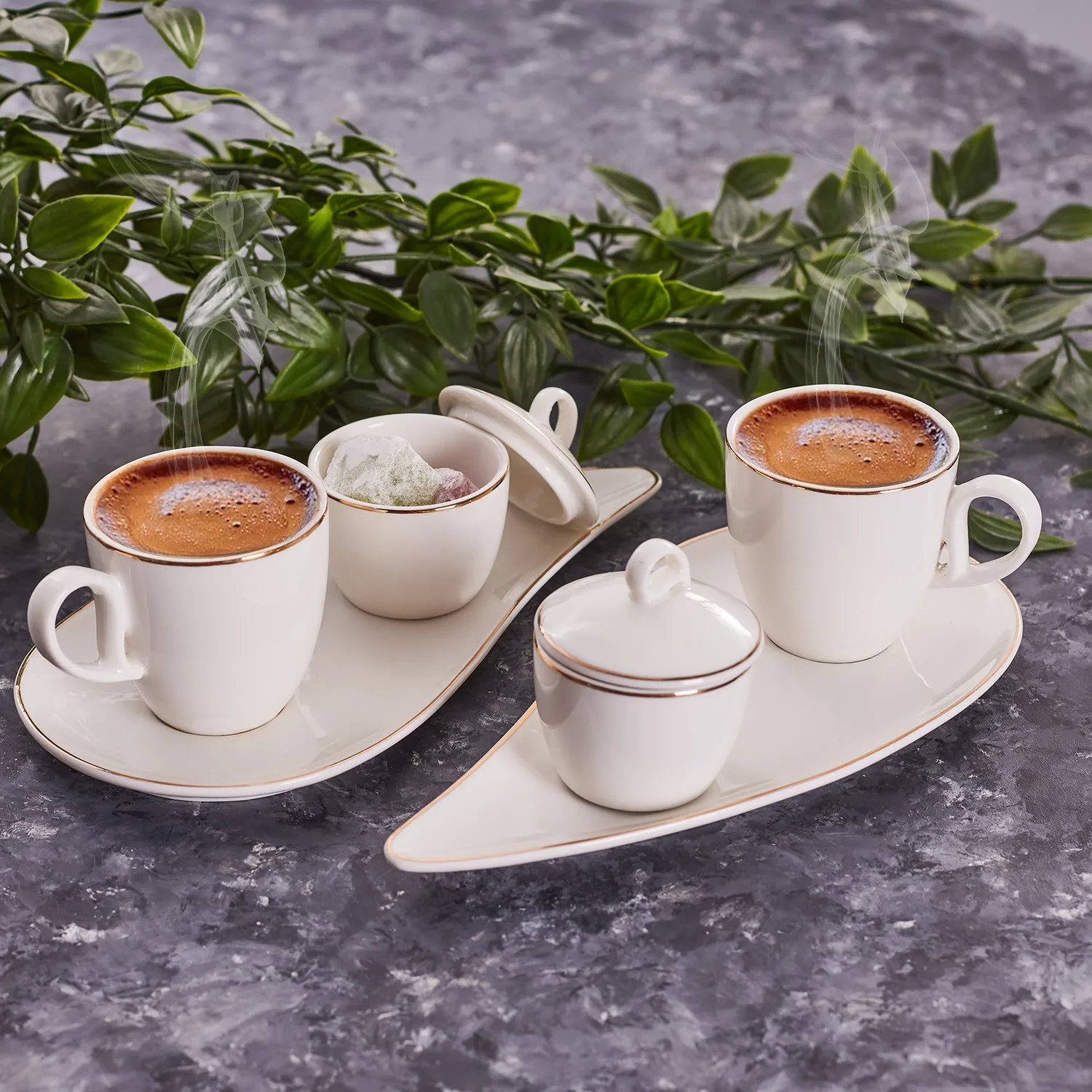 WONDERFUL MAGNIFICENT Karaca Leaf Set of 2 Coffee Cups   QUALITY FREE SHIPPING WITH BEVERAGES AND BEVERAGES