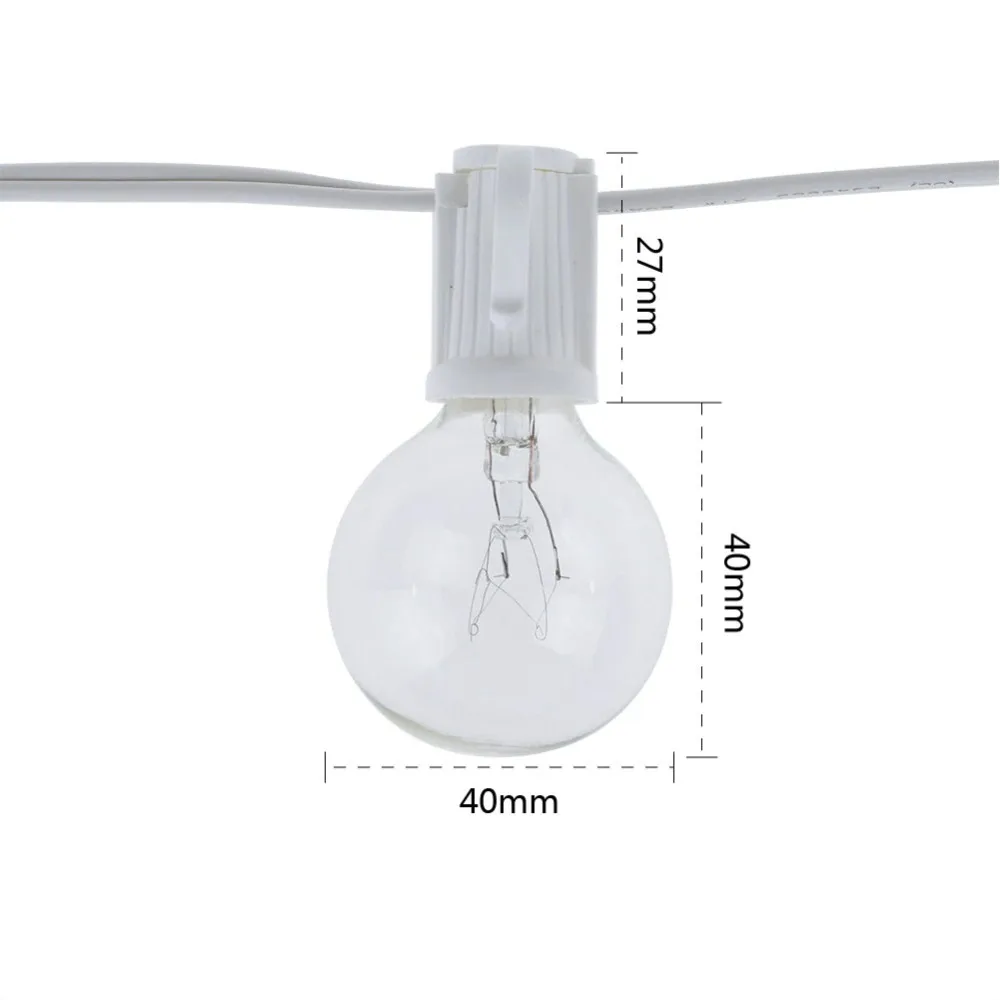 10X Clear Globe G40 Reservelampjes, Warm Gloeilamp E12 Base Vervanging Glas Lamp Voor Decoratieve Outdoor Patio Garland Bruiloft