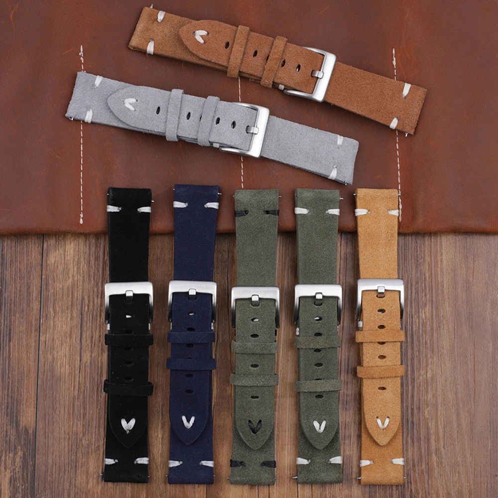 High Quality Suede Watchband Vintage Watch Straps 18mm 20mm 22mm 24mm Watchbands Replacement Strap for Men WomeWatch Accessories