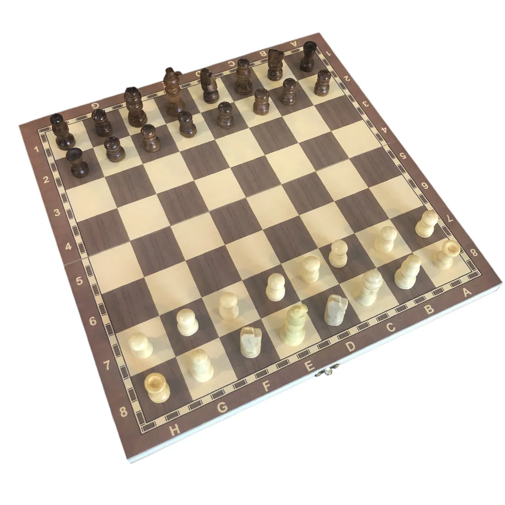 Chess 3 in 1 Natural wood folding chess Set/ladies/Backgammon Set 34X34,29x29,24x24