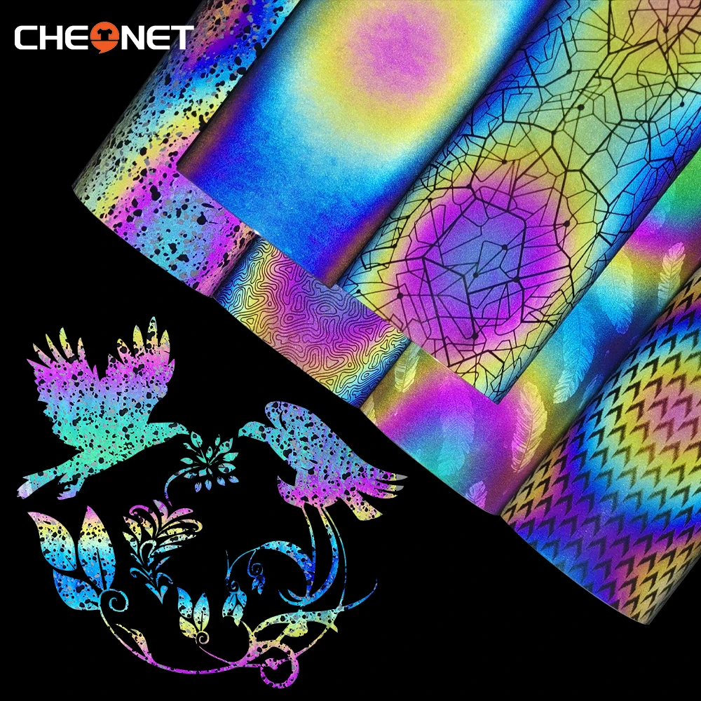 25cmx20cm Reflective Heat Transfer Vinyl Rainbow Reflective HTV Vinyl Sheets ForT-Shirts Clothes Bag Hat