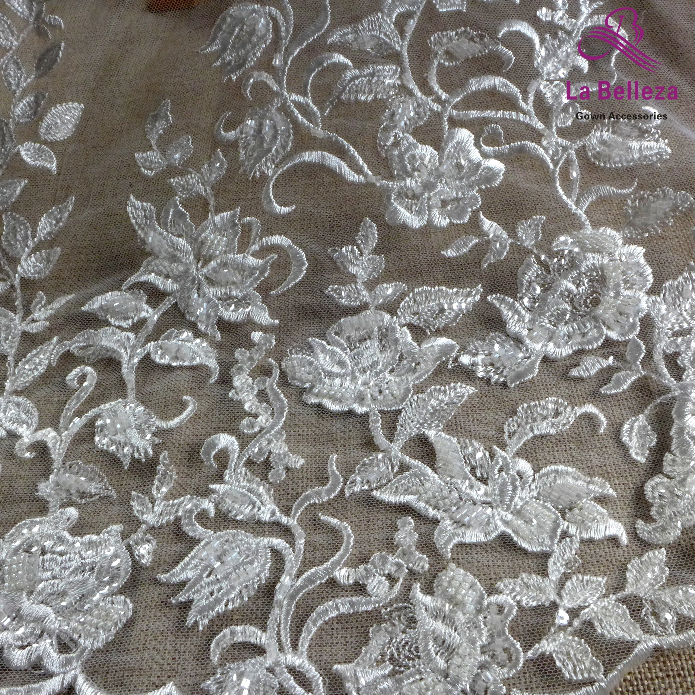 La Belleza flowers bridal lace,sequins beaded lace fabric,beading sequins lace fabric 51'' width 1 yard