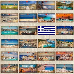 30X15CM Crete Zakynthos Santorini Greek Island Beach Metal Tin Sign Shabby Chi Travel Souvenir Wall Shop Home Art Decor DC-1358A