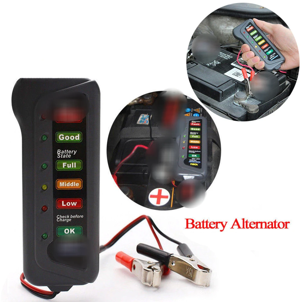 Best Car Battery Tester Digital Alternator Tester 6 LED Lights Display Car Diagnostic Tool Auto Battery Tester For OBD2 Car