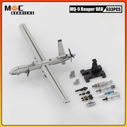 Military Fighter Technical Ideas Series Assembly Building Blocks Moc MQ-9 Reaper UAV Model Aircraft Bricks Toy Christmas Gifts