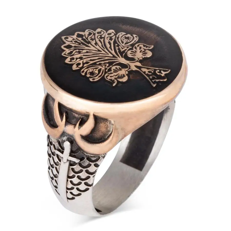 Silver Men Tree of Life Model Ring Three Crescent Motif Ring Handmade Silver Jewelery, Vintage Men Acessories 925k Silver