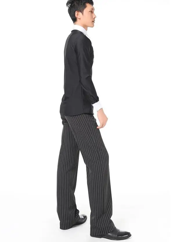 black white stripe Boy ballroom pants latin cha cha samba salsa boy men dancing pants with side pocket