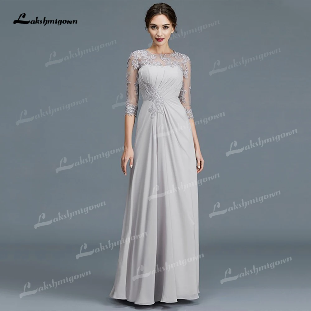 Elegant Princess/Shape 2022 Mother Of The Bride Dresses O-Neck Back in U Chiffon Floor-Length Lace A-Line vestidos de noite