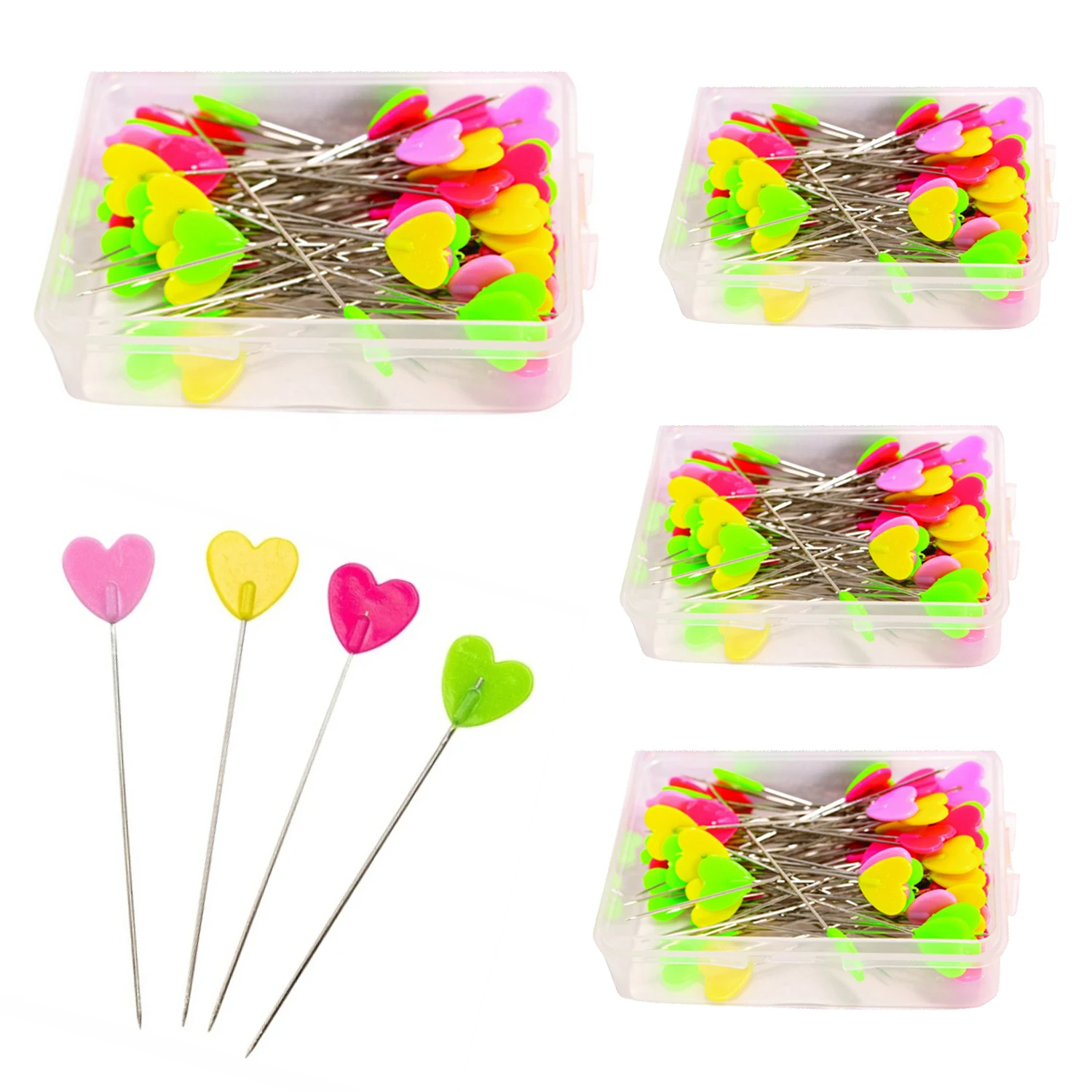 4 Box Kit Pin Sewing Heart Head Pin for Sewing, Mixed Color Sewing Needle, Sewing Accessories, Embroidery