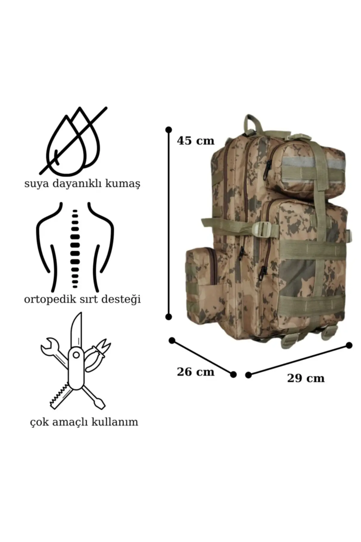 New 42 Lt Waterproof Compartment Mountaineer Outdoor Camping Trekking Hiking Tactical Backpack Camouflage Large Travel Unisex