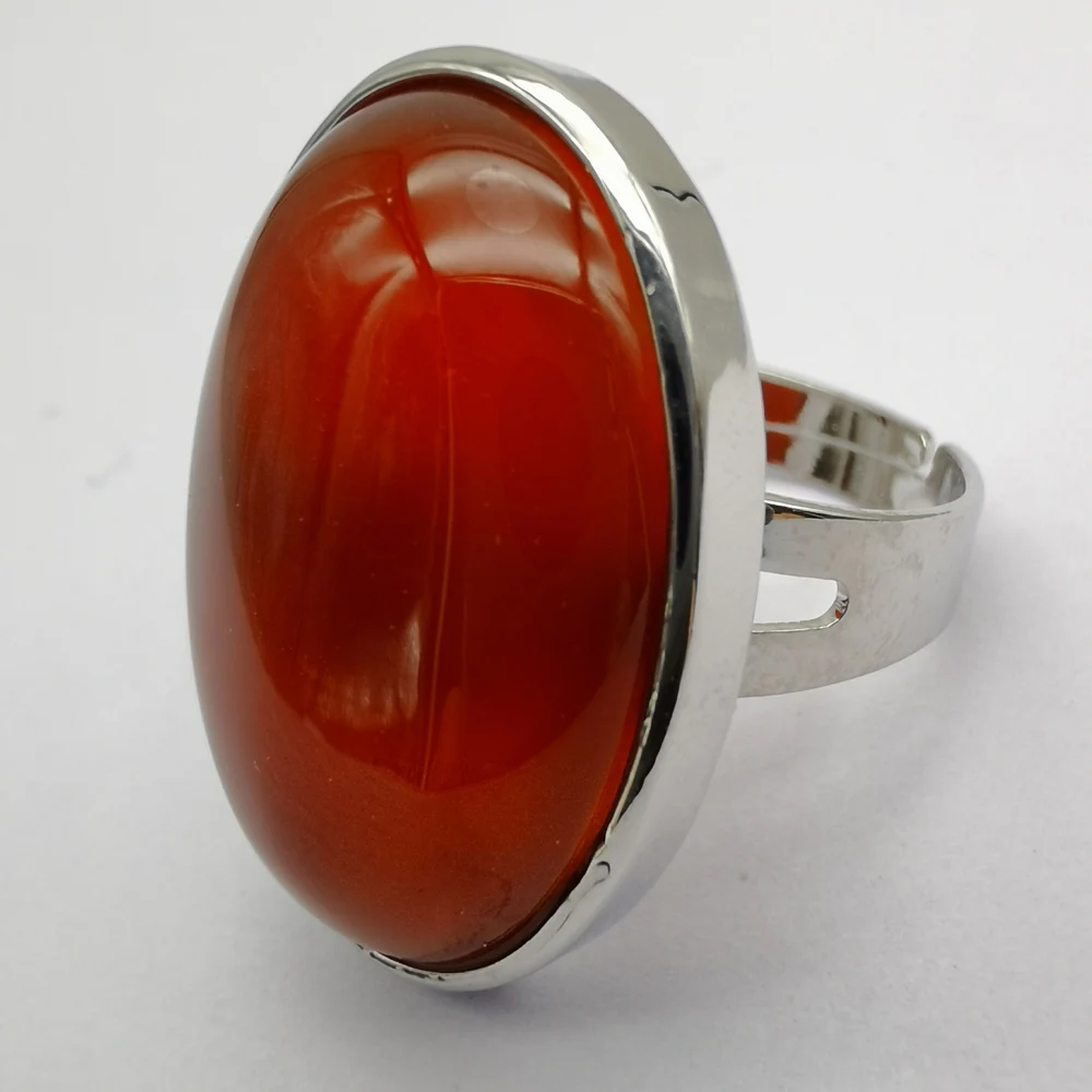 Red Carnelian Stone Oval Bead GEM Finger Ring Jewelry Size 8-9 X122