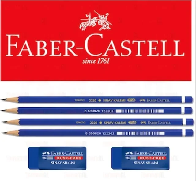 FABER CASTELL 4 PCS EXAM MARKER 2B PENCIL LEAD 2 PCS BLUE SİLGİ 438462601