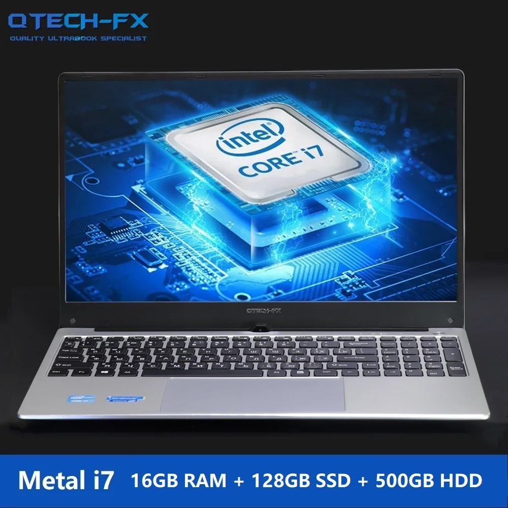 Arabski AZERTY hiszpański podświetlany metalowy futerał 15.6 Intel i7 Notebook 16GB RAM 1TB HDD + SSD 128GB 500G Laptop WIFI Bluetooth