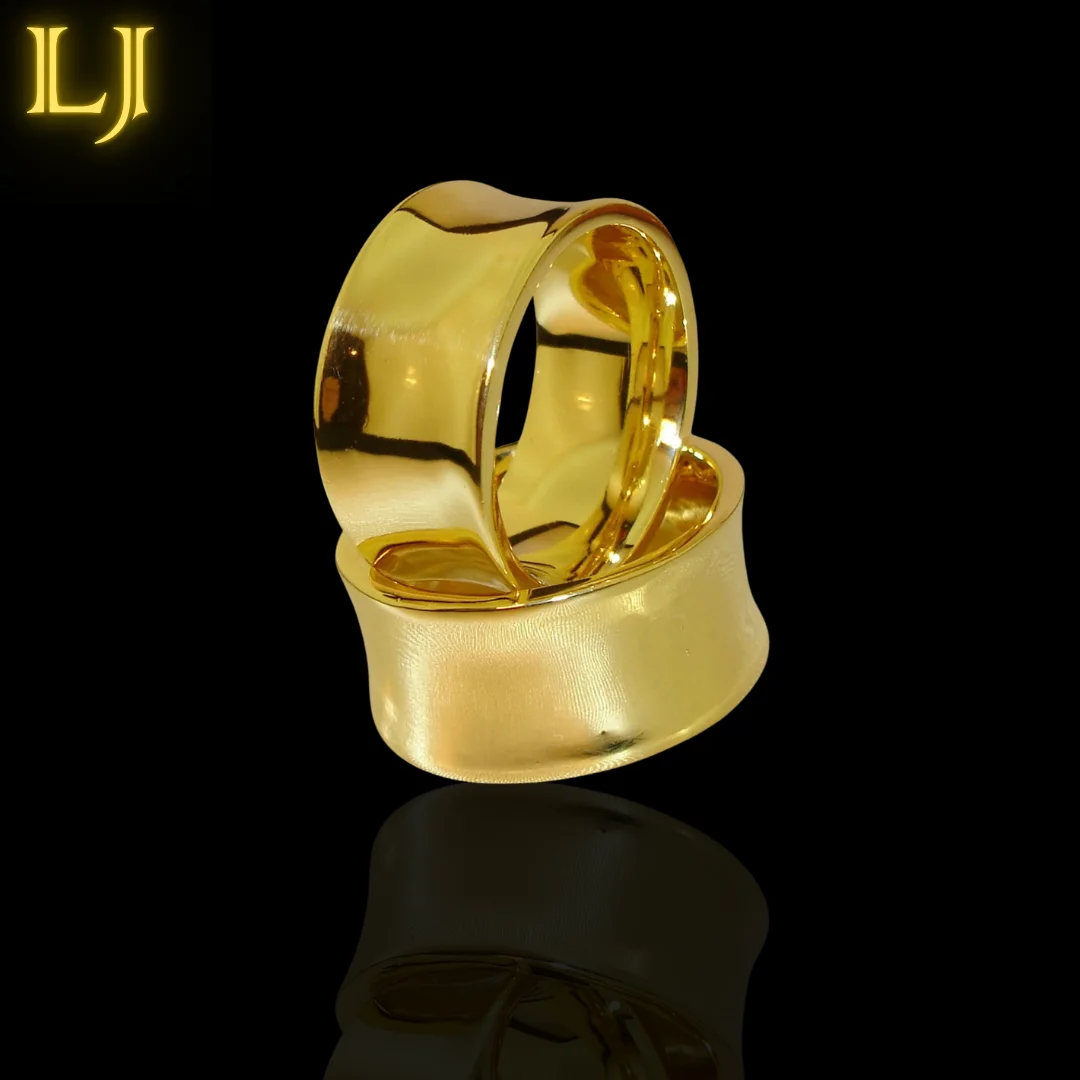 Par de Alianças de Moeda Antiga®Concave Eternal guarantee in color! Identical 18K Gold (Nordic Gold) Wedding Alliances