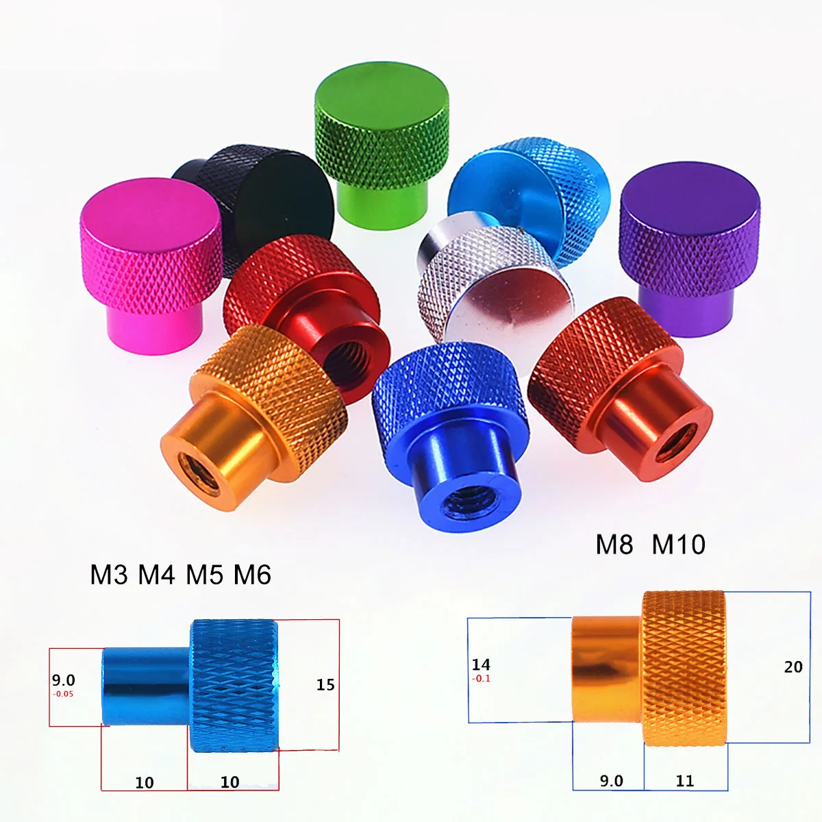 2Pcs M3 M4 M5 M6 M8 M10 Blind Hole Hand Tighten Nuts Anodized Aluminum Knurled High Step Thumb Nut For RC Models