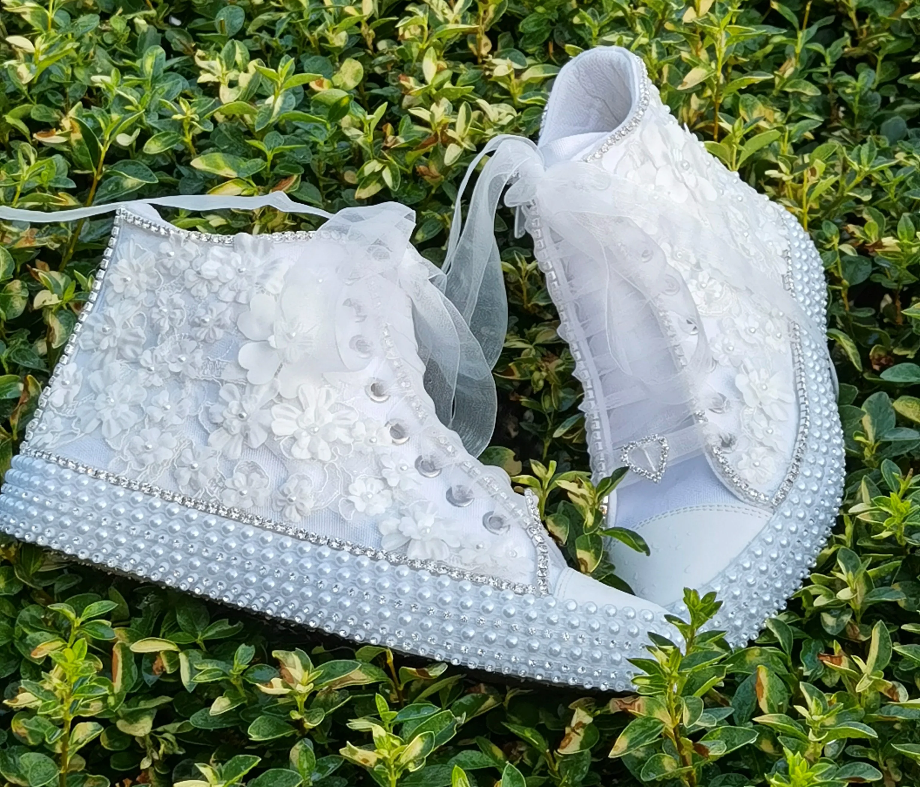 Elegant White Lace-Up Sports Bridal Sneakers - Comfortable and Stylish sports bridal shoes bridal sneakers White sports bridal s