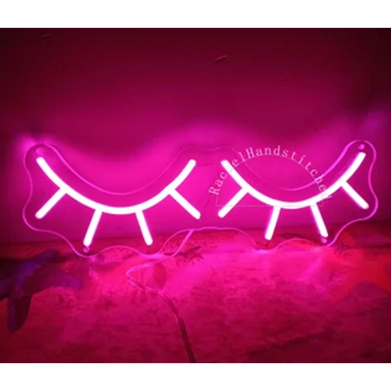 

Custom led eye lashes neon sign beauty bar shop business signs , indoor decor bedroom wall decor