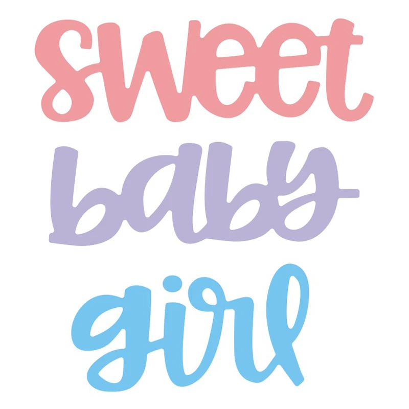 New Arrival Sweet Baby Girl Letter Words 2024 Metal Cutting Dies for Greeting Card Making Phrase Stencils of DIY Scrapbooking