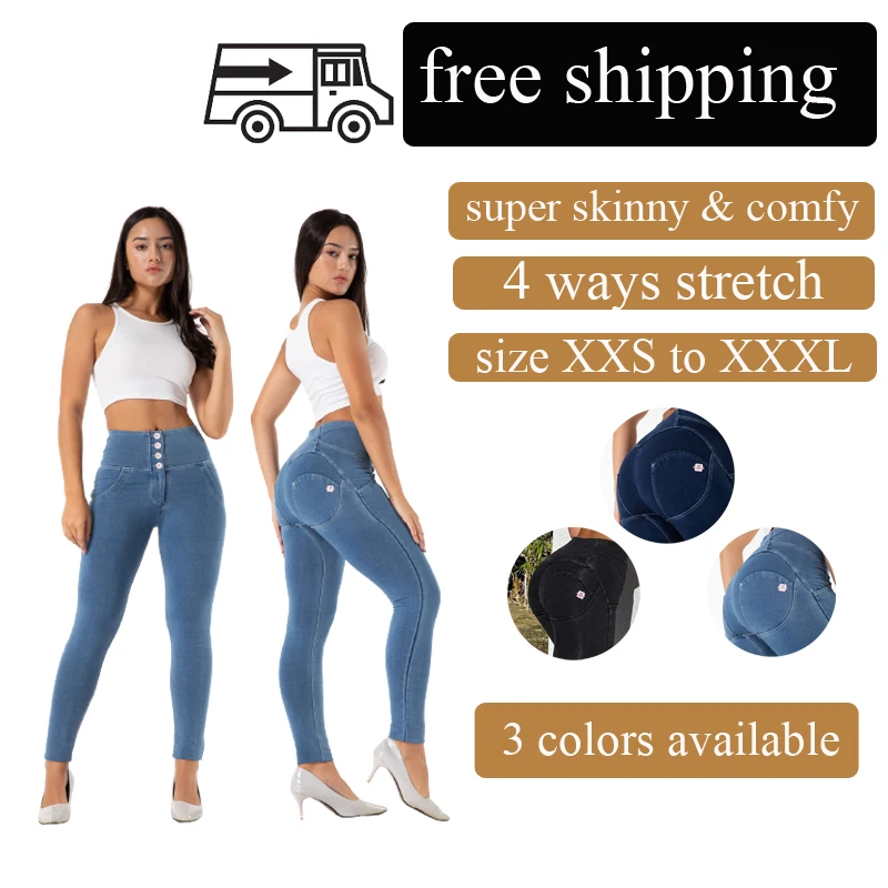 Shascullfites Melody Super Skinny 4 Way Stretch Button Fly High Waist Jeans Size XXS to XXXL Leggings Women 3 Colors Available