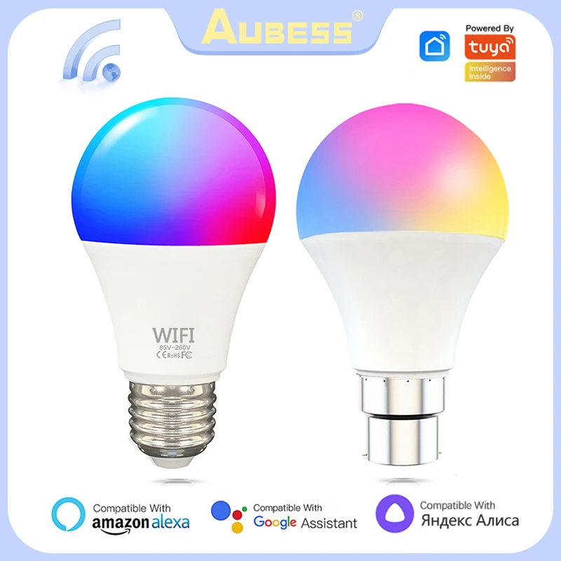 15W WiFi Smart Light Bulb E27/B22 RGB Dimmable LED Lamp Support Tuya Smart Life APP Voice Control For Yandex Alice Alexa Google