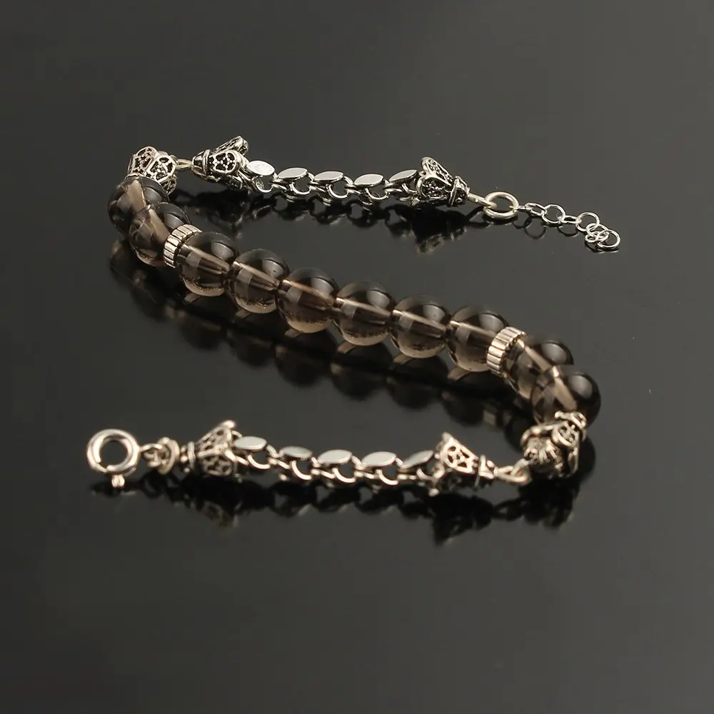 

Men's silver chain quartz stone 925 sterling silver bracelet bracelet handmade custom design Made in Turkey