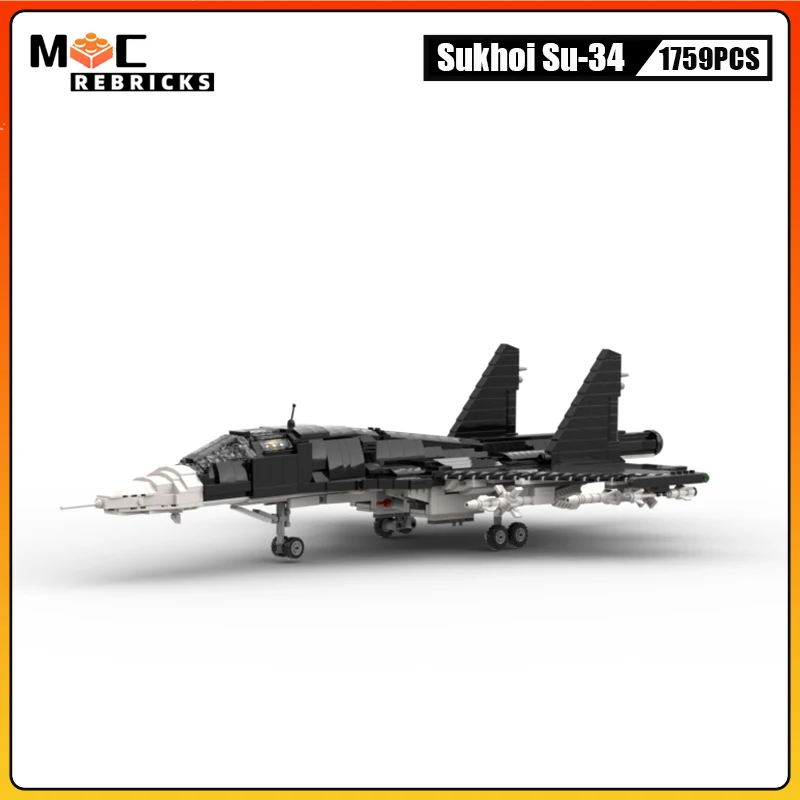 Modern Arms War Series Russia\'s New Heavy Strike Fighter Sukhoi Su-34 Fullback Building Blocks WW2 Military Model Bricks Toys