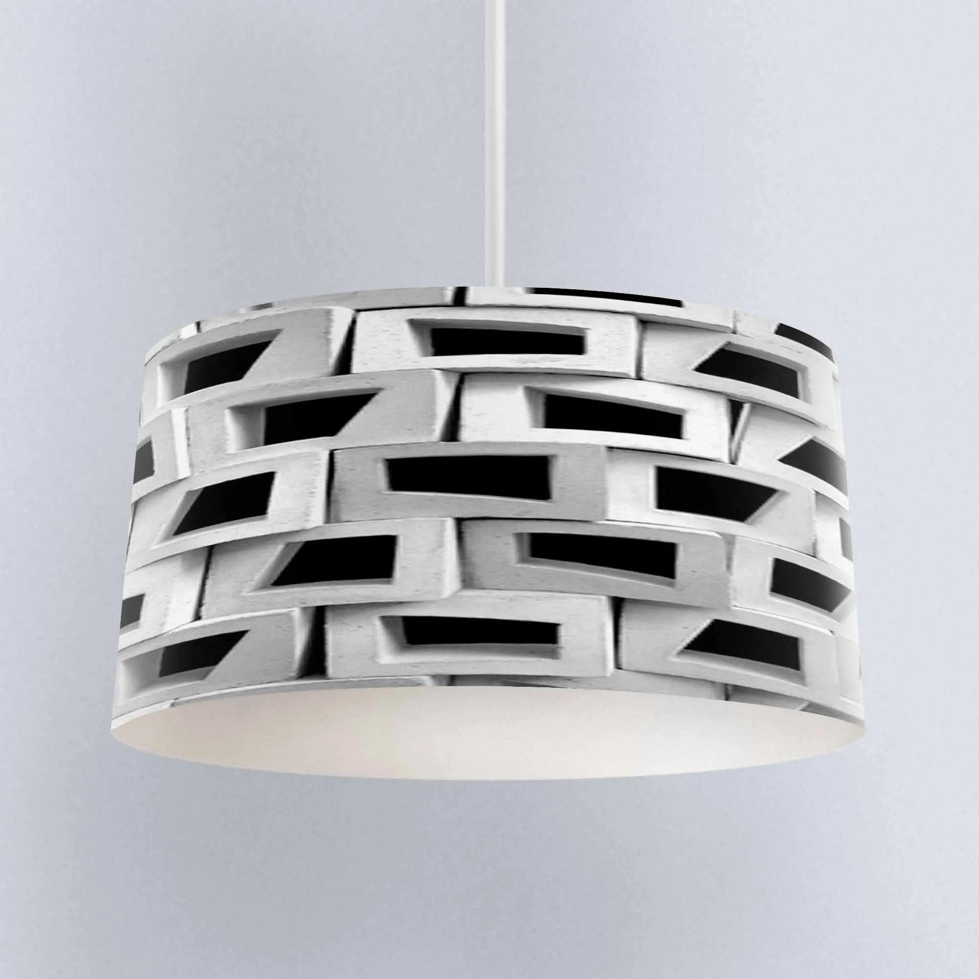 

Else Black White Gray Boxes Geometric Digital Printed Fabric Chandelier Lamp Drum Lampshade Floor Ceiling Pendant Light Shade