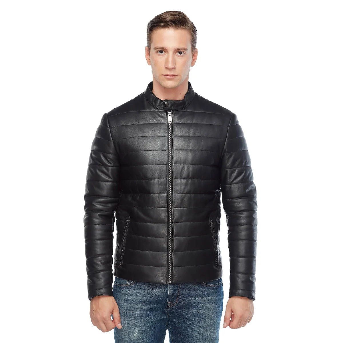 Genuine Leather Inflatable Male Leather Coats Black Original Lambskin Autumn Winter 2022 Biker Slim Large Size VintageTürkiye