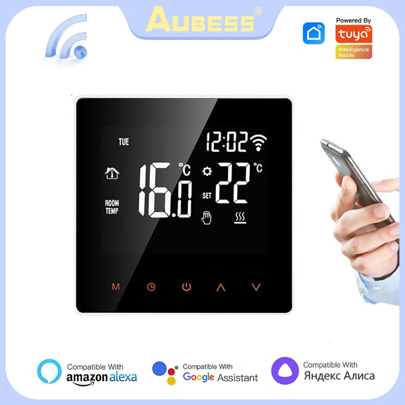 

Aubess Tuya WiFi Smart Thermostat Temperature Controller For Electric Floor Heating Water/Gas Boiler For Alice Alexa Google Home