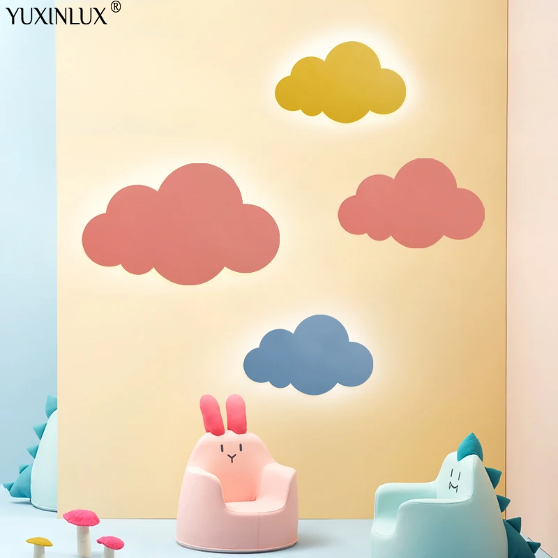 

Cute Cloud Led Wall Lamps Colorful Bedside Light For Living Dining Room Children Boy Girl Bedroom Study Cartoon Lamps AC90-260V